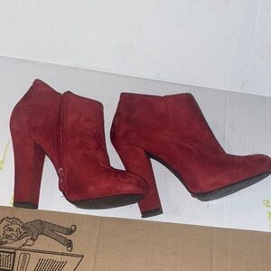 Diba East  Red Suede Ankle Booties